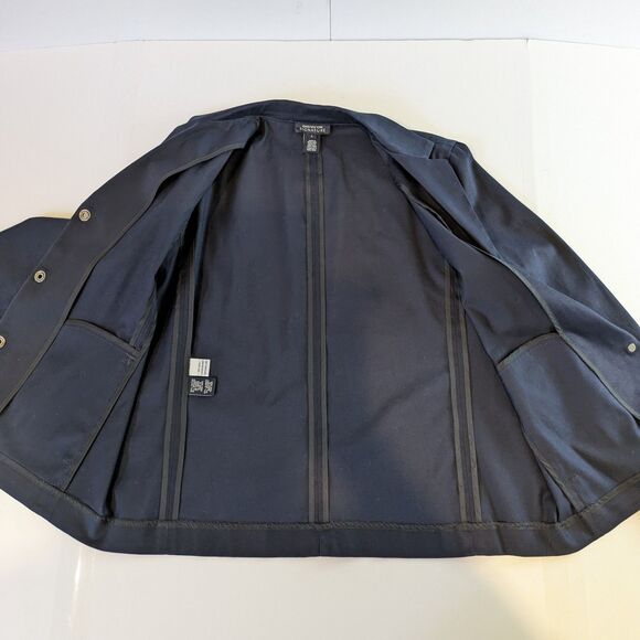 Jones New York Signature Navy Blue Blazer Size L Silver Snap Button Career - Picture 5 of 12